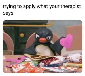 I hate therapy #SOL24 6 angry penguin