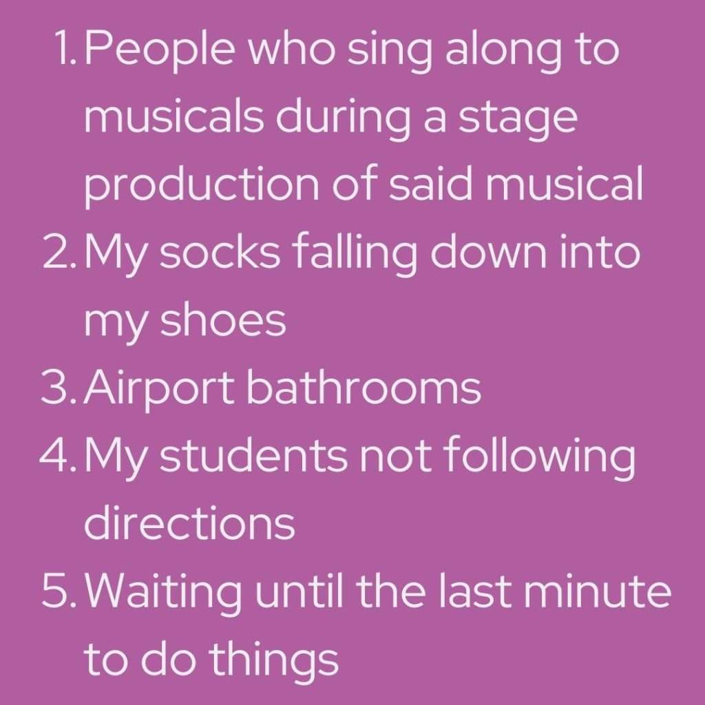 list of my villain origin story items from post in white text on a purple background